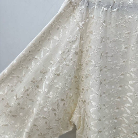 PARIS SPORT CLUB Vintage cream embroidered woman cottagecore boho blouse MEDIUM - Picture 3 of 11